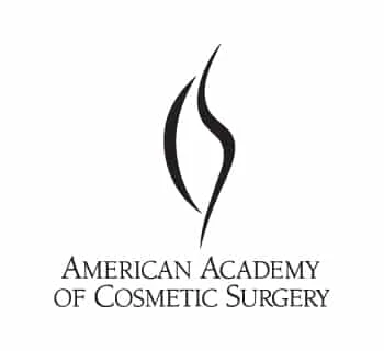 The image features the logo of the American Academy of Cosmetic Surgery, depicting an abstract design with the organization's name below it.