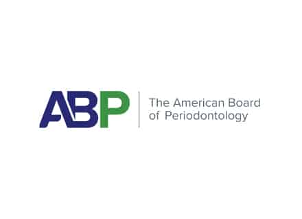The image displays the logo for The American Board of Periodontology, featuring the initials "ABP" in blue and green beside the organization's name.