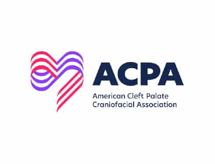 Logo of the American Cleft Palate-Craniofacial Association featuring a stylized ribbon heart design, with "ACPA" in bold lettering beside it.
