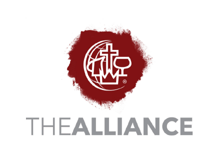 The image features the logo of The Alliance, displaying a cross, crown, cup, and globe in red with text below.