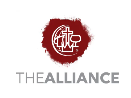 The image features the logo of The Alliance, displaying a cross, crown, cup, and globe in red with text below.