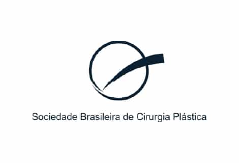 Logo of Sociedade Brasileira de Cirurgia Plástica features a stylized circle and line, with the organization's name in Portuguese underneath.