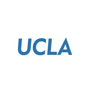 The image features the "UCLA" logo in bold blue letters on a white background, representing the University of California, Los Angeles.