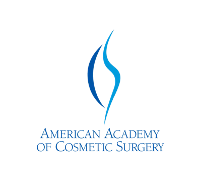 The logo features a stylized blue figure alongside text reading "AMERICAN ACADEMY OF COSMETIC SURGERY" on a white background.